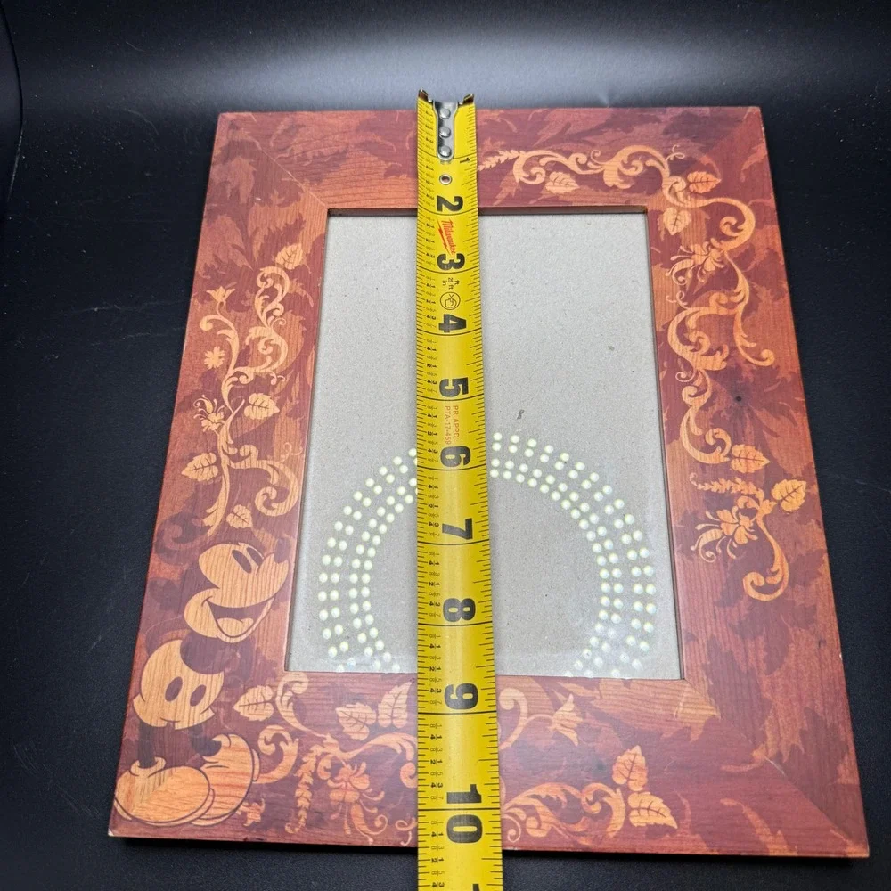 Disney Parks Mickey Mouse Wood Scroll Picture Frame 5x7 Brown